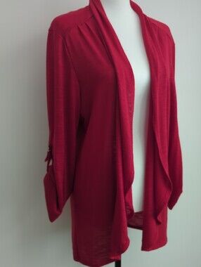Studio Works Vibrant Red Women’s Open-Front Flyaway Cardigan